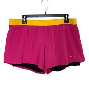 Nike Women's Dri-Fit Livestrong 2-in-1 Running Shorts Pink Size XL Lined Running